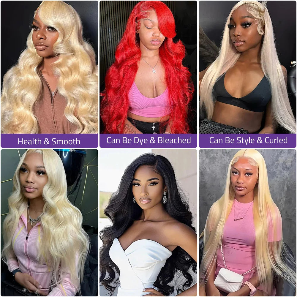 40 Inch #613 Body Wave Blonde Color Wig 13x6 HD Lace Frontal Brazilian Human Hair Wig 13x4 Lace Front 200 Density Water Wave Wig