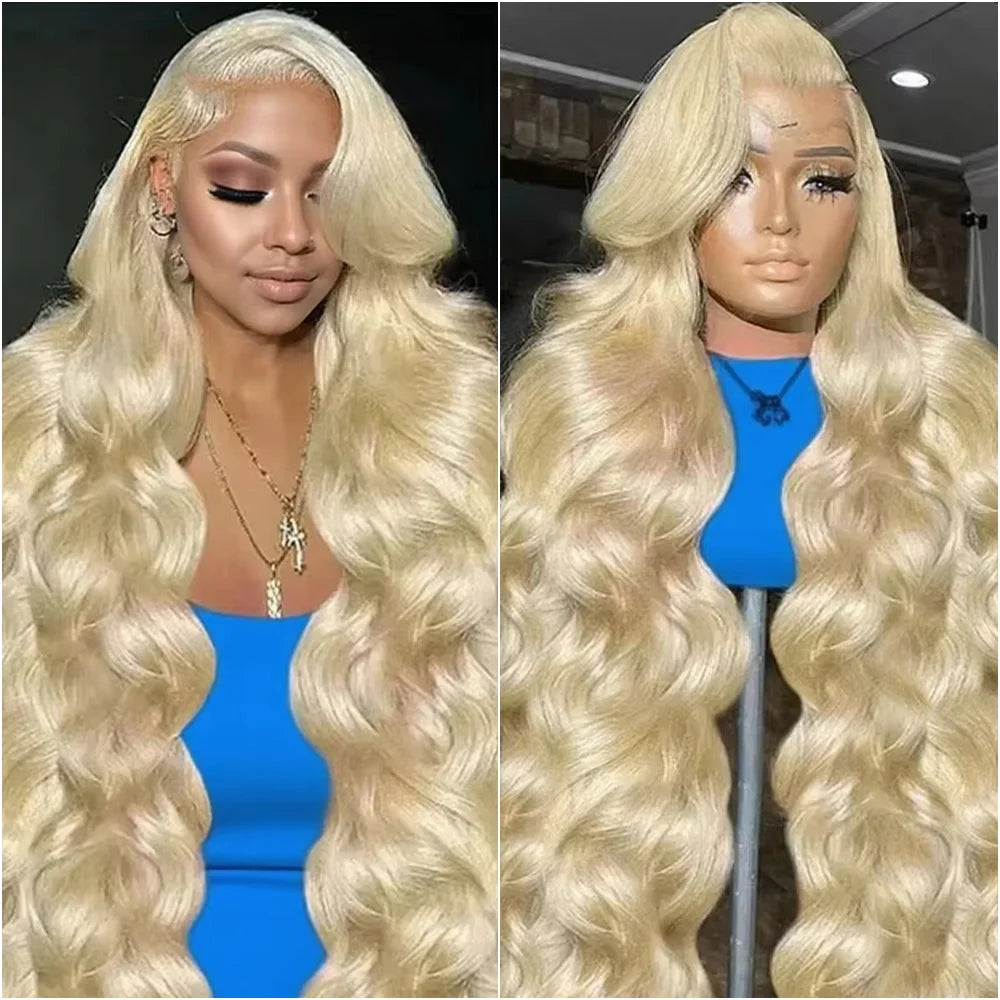 #613 13x4 and 13x6 HD Transparent Lace Frontal Wig 40 Inch Honey Blonde Color Brazilian Human Hair Body Wave Lace Wig On Selling