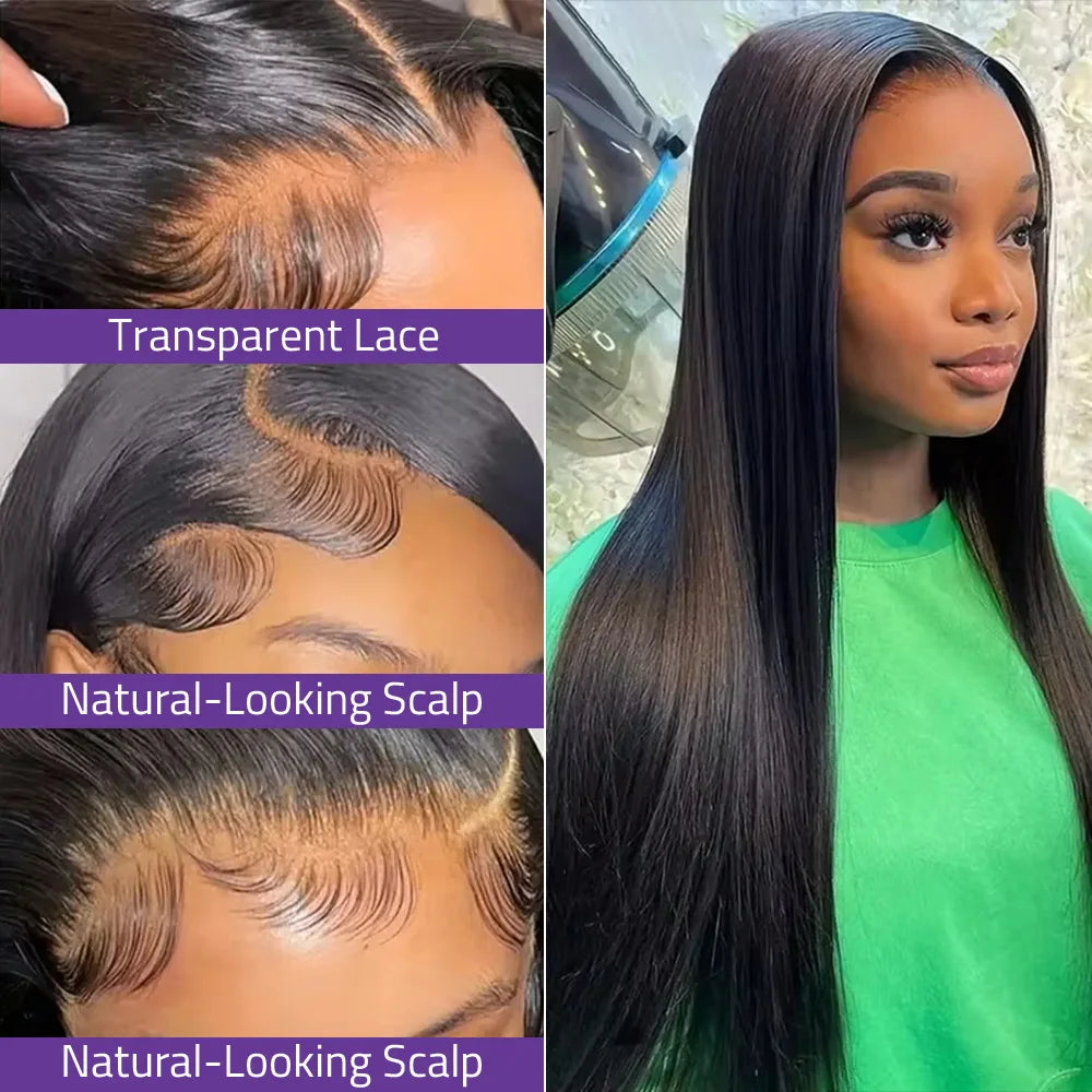 38 Inch 13x6 Hd Lace Frontal Wig 200% Density Brazilian Straight Human Hair 13x4 Lace Front Wig Natural Hairline Invisible Knots