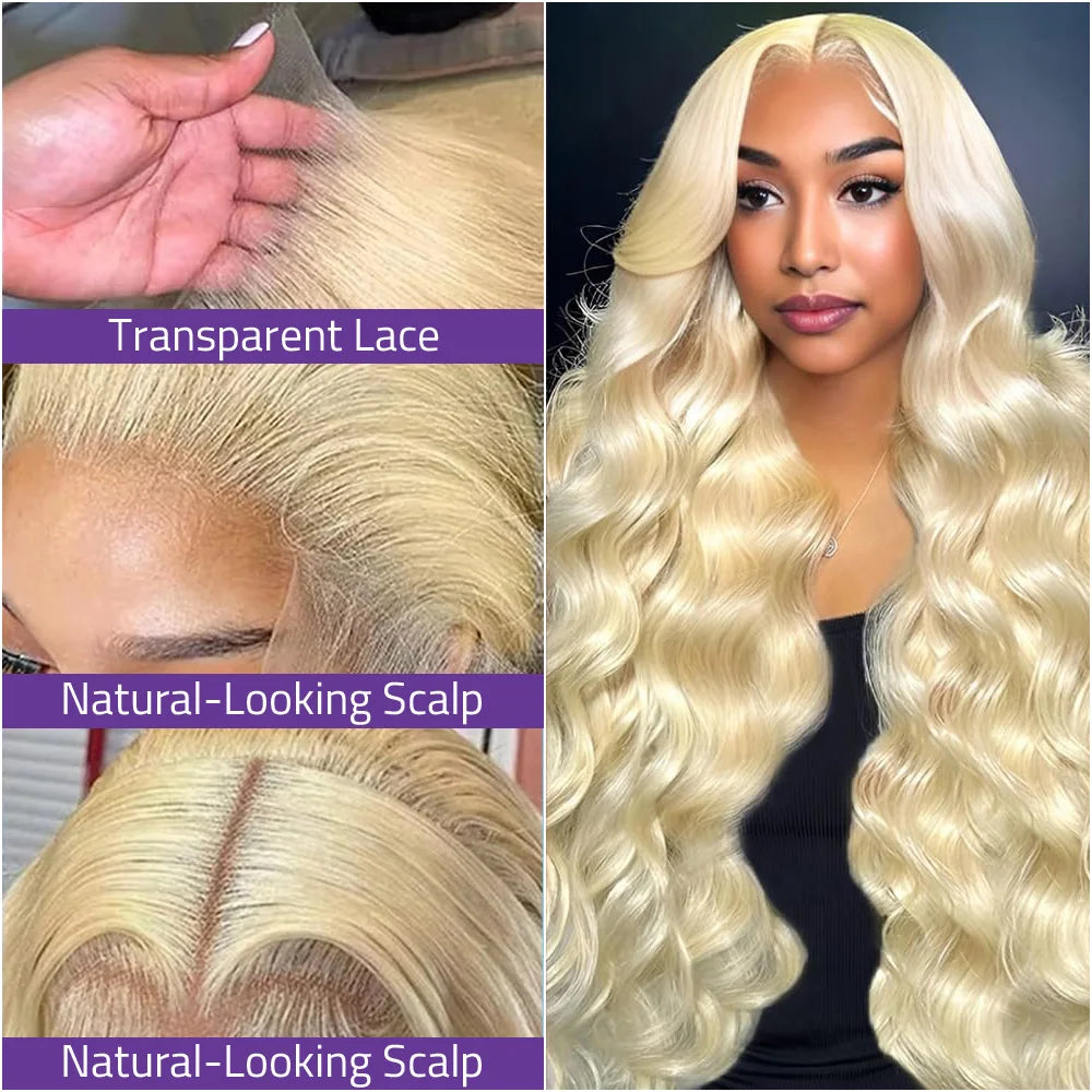 200 Density 613 Body Wave Frontal Wig 13x6 Human Hair Lace Wig,Blonde Hair Lace Front Wig 13x4 Transparent Pre-Plucked Lace Wig.