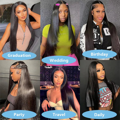 360 Full Lace Wig Straight Human Hair 250 Density 13x6 HD Transparent Lace Frontal Human Hair Wig Glueless Pre Plucked For Women