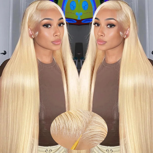 200 Density 100% Human Hair Wigs  613 Straight Lace Front Wigs 13x6 HD Transparent Lace Wigs For Women Can Be Dyed Any Color
