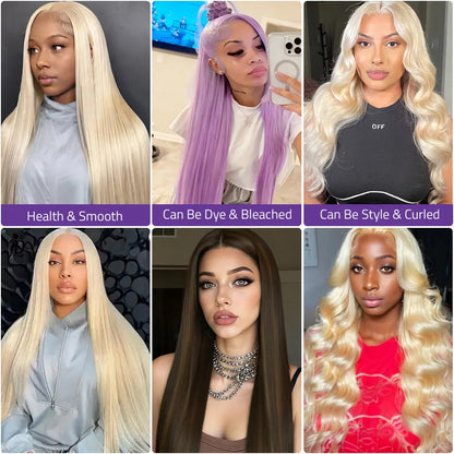 40 Inch 613 Honey Blonde Bone Straight Lace Wigs 13x4 Transparent Lace Front Human Hair Wigs For Women 13x6 HD Lace Frontal Wigs