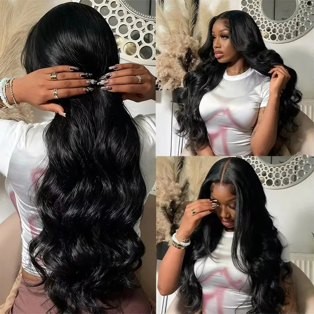 100% Brazilian Human Hair 18-40 Inch Black Body Wave Wigs 13x4 HD Lace Front Wigs 13x6 Transparent Lace Frontal Pre-Plucked Wigs