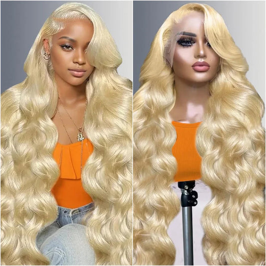 200 Density 613 Body Wave Frontal Wig 13x6 Human Hair Lace Wig,Blonde Hair Lace Front Wig 13x4 Transparent Pre-Plucked Lace Wig.