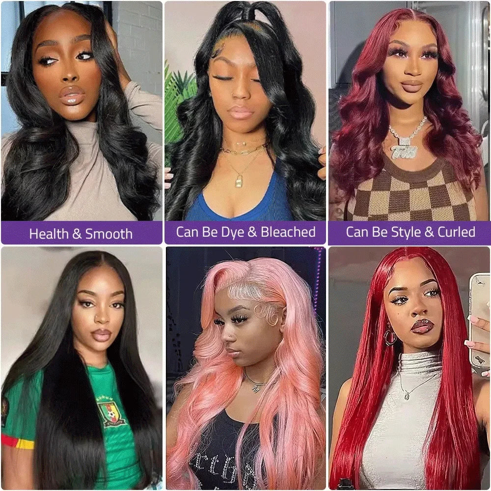 13x6 HD Lace Front Human Hair Wigs Straight 13x4  Transparent Lace Frontal Human Hair Wigs Pre Plucked 200Density Wigs For Women