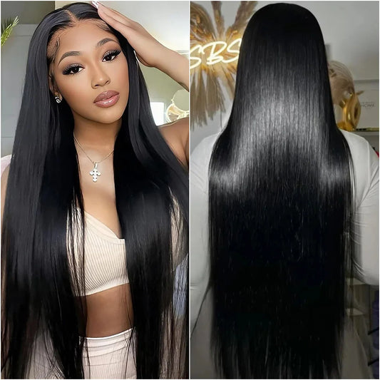 38 Inch 13x4 13x6 HD Transparent Straight Lace Front Wigs 200 Density 360 Full Lace Brazilian Natural Human Hair Wigs For Women