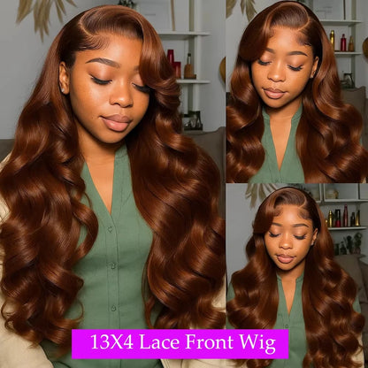 40 Inch Body Wave Chocolate Brown Hair Transparent Lace Front Wig 13X4 and 13x6 Frontal HD Lace High Density 100% Human Hair Wig