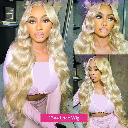 HD Lace Frontal Wig 13x6 Lace Body Wave Wig Brazilian 200 Density Pre-plucked Blonde  Human Hair 13x4 Transparent Lace Front Wig