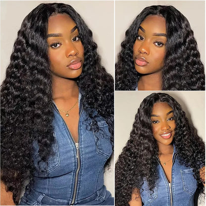 Natural Color Hair Wig 360 Full Lace Front Wig 18-38 Inch Deep Wave 13x6 HD Lace Front Wig 100% Human Hair For Women 200 Density