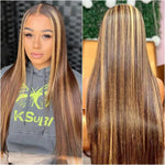 220 Density 4/27 Highlight Straight Wig 13x6 HD Lace Wig 100% Brazilian Human Hair 13x4 Transparent Lace Honey Blonde Color Wigs