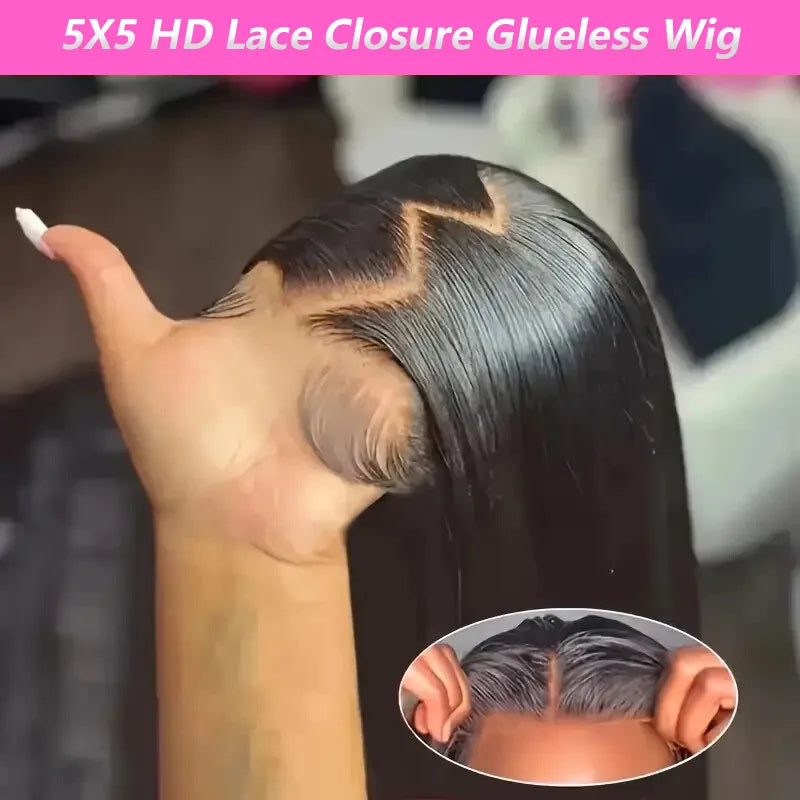 5x5 Glueless Lace Front Human Hair Wigs 360 13x6 HD Transparent Lace Front Wigs For Women With Baby Hair Drawstring Wear And GO