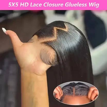 5x5 Glueless Lace Front Human Hair Wigs 360 13x6 HD Transparent Lace Front Wigs For Women With Baby Hair Drawstring Wear And GO