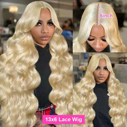 200 Density 613 Body Wave Frontal Wig 13x6 Human Hair Lace Wig,Blonde Hair Lace Front Wig 13x4 Transparent Pre-Plucked Lace Wig.