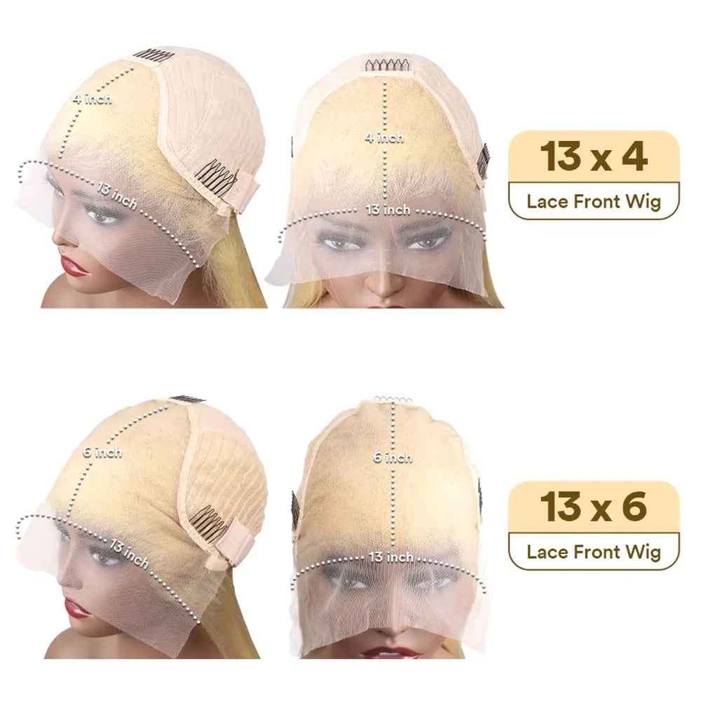 40Inch Bone Straight Blonde 613 Human Hair Lace Wig 13x6 and 13x4 Transparent Lace Front Wig Pre-Plucked Brazilian Remy Hair Wig