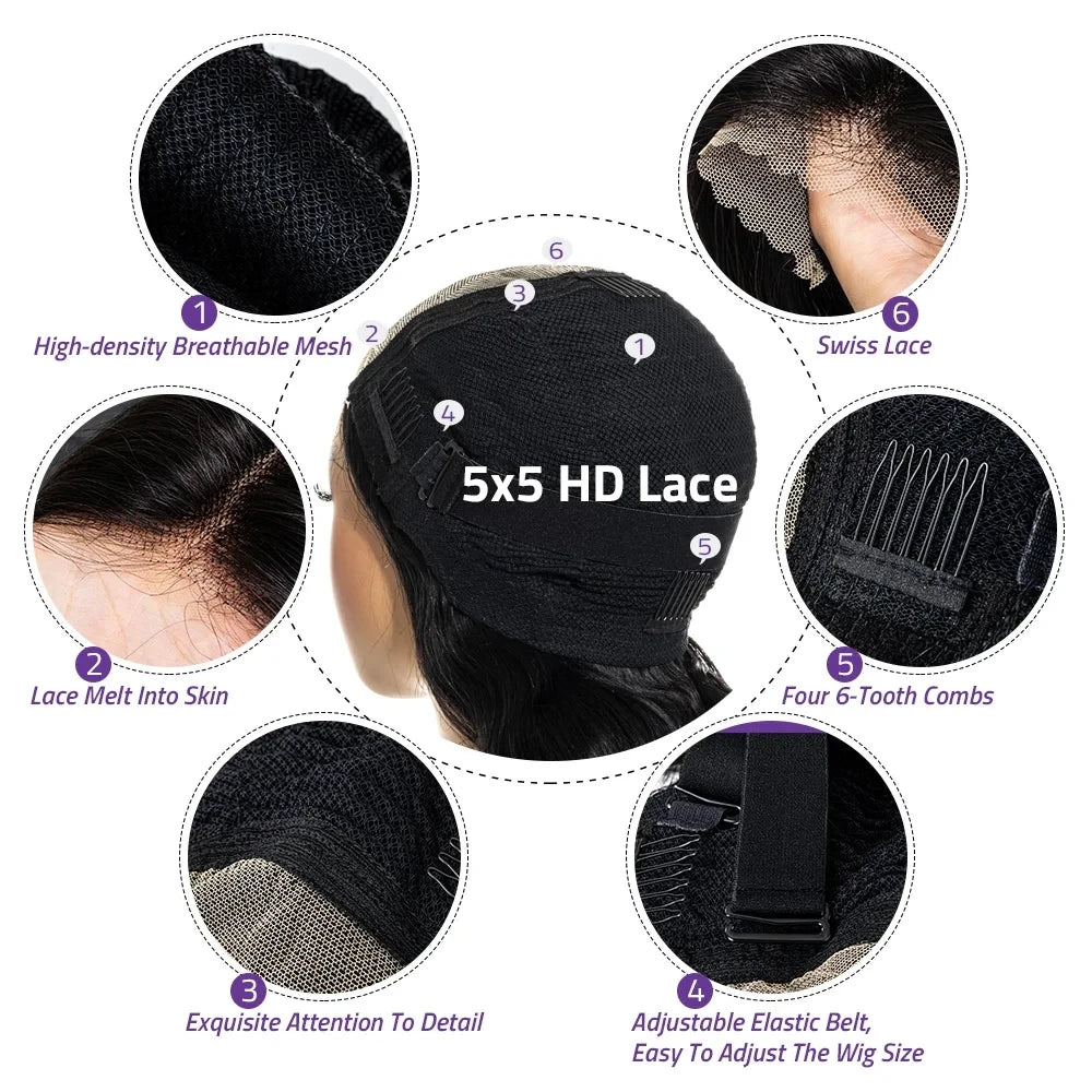 Body Wave 5x5 13x6 360 HD Transparent Lace Front Wig Human Hair Wig Brazilian 30 38 Inches Body Wave Lace Frontal Wigs For Women