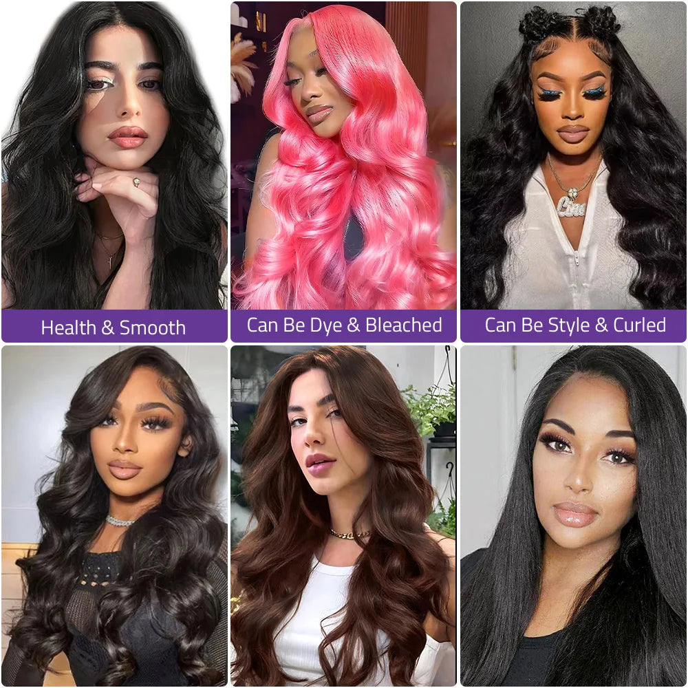 40 Inch 200Density Front Lace Wig For Women Brazilian Body Wave Human Hair Wig 5x5 Glueless Lace 13x4 and 13x6 HD Front Lace Wig