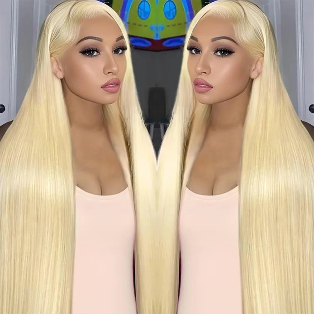 40 Inch 613 Honey Blonde Bone Straight Lace Wigs 13x4 Transparent Lace Front Human Hair Wigs For Women 13x6 HD Lace Frontal Wigs