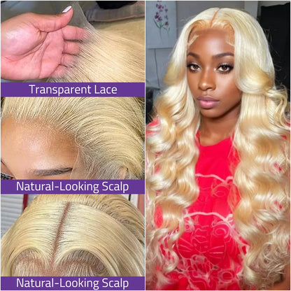 HD Lace 200 Density 36 Inch 613 Blonde Body Wave Wig 13x6 Lace Human Hair Wig Transparent 13x4 Lace Frontal Brazilian Remy Wig