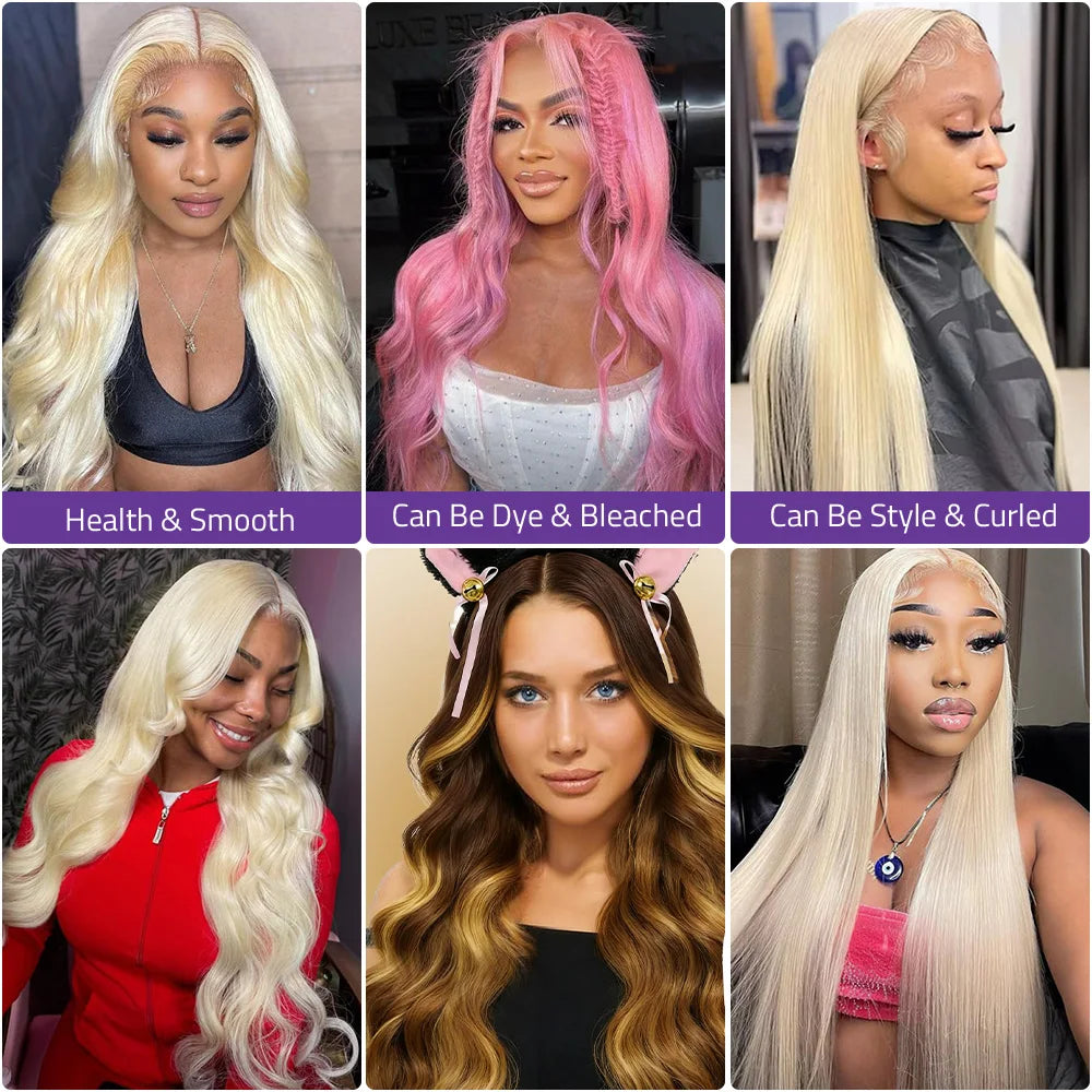#613 Body Wave Human Hair Lace Wig 13x4 and 13x6 Transparent Frontal Lace Honey Blond Wig 40 Inch Pre-plucked Brazilian Hair Wig