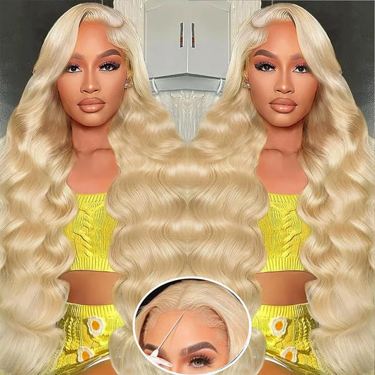 13X4 HD Lace Human Hair Wig 13X6 Transparent Lace Front Wig 613 Body Wave Preplucked Brazilian Hair Lace Wig 18-36 Inch On Sale.