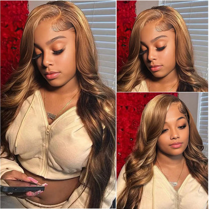 P4/27 Body Wave Blonde Brown Wig 100% Human-Hair 13x4 Transparent Lace Wig13x6 Hd Lace Fronta Wig 36 Inch PrePlucked Wig On Sale
