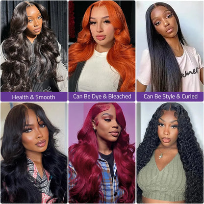 100% Brazilian Human Hair 18-40 Inch Black Body Wave Wigs 13x4 HD Lace Front Wigs 13x6 Transparent Lace Frontal Pre-Plucked Wigs