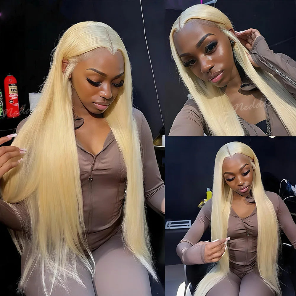18-40 Inch 613 Blonde Lace Wig 13X6 HD Frontal Lace Bone Straight Wig 13X4 Transparent Lace Frontal Wig 100% Human HairFor Women