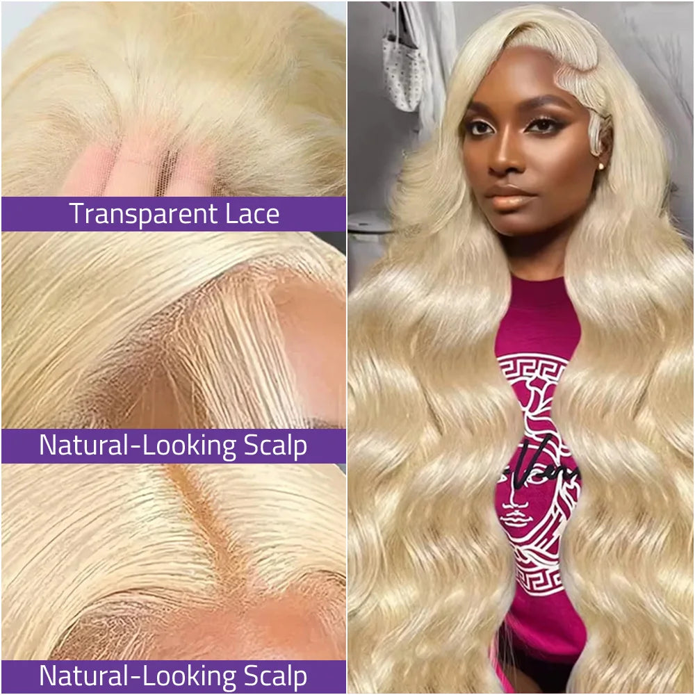 #613 13x4 and 13x6 HD Transparent Lace Frontal Wig 40 Inch Honey Blonde Color Brazilian Human Hair Body Wave Lace Wig On Selling