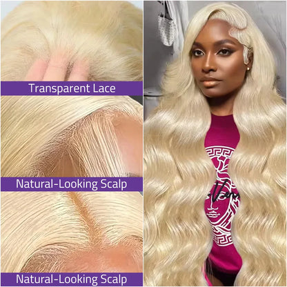 #613 13x4 and 13x6 HD Transparent Lace Frontal Wig 40 Inch Honey Blonde Color Brazilian Human Hair Body Wave Lace Wig On Selling