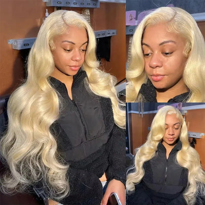 613 Honey Blonde Human Hair Wig,13x6 HD Lace Frontal, 200% Density, Body Wave Style, 13x4 Transparent Lace Front Wig for Women.