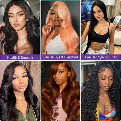 220 Density Black Body Wave Lace Wigs 13x4 and 13x6 HD Lace 40 Inch Wig 5x5 Gluless Transparent Lace Pre-plucked Human Hair Wigs