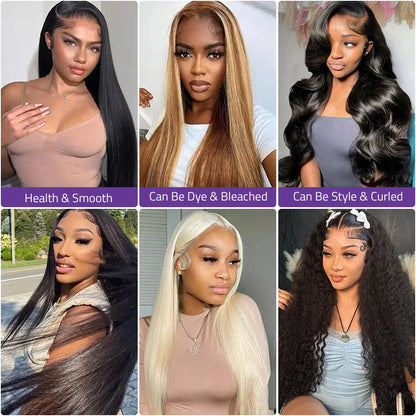 100% Brazilian Human Hair Wig 38 Inch Bone Straight 13x6 HD Lace Front Human Hair Wig 360 Full Transparent Lace Pre Plucked Wig.