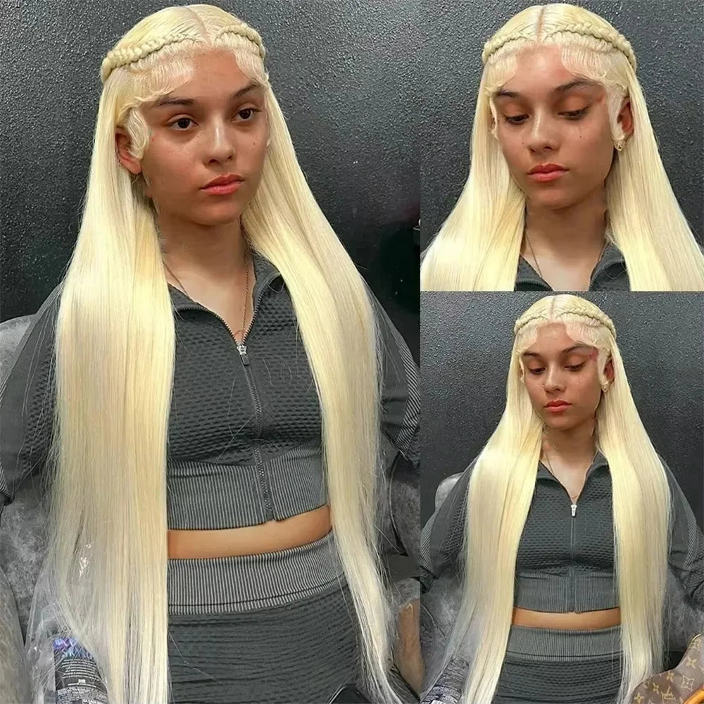 40 Inch 613 Honey Blonde Bone Straight Lace Wigs 13x4 Transparent Lace Front Human Hair Wigs For Women 13x6 HD Lace Frontal Wigs