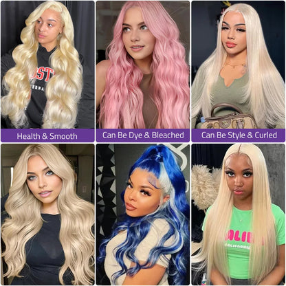 Blonde 613 Body Wave Front Lace Wig 13x4 and 13x6 HD Transparent Lace Frontal Wig 220 Density 40 Inch Pre-plucked Human Hair Wig