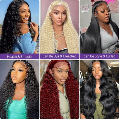 200% Density Deep Curly Wigs 13x6 HD Lace Frontal 100% Human Hair Wig 18-40 Inch Deep Wave 5x5 Glueless Lace Black Wig For Women