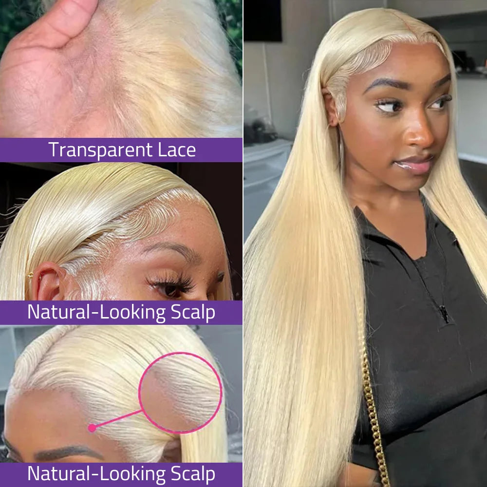 13x4 and 13x6 HD Transparent Lace #613 Honey Blonde Color Front Human Hair Wigs For Women Raw Brazilian Straight Hair Lace Wigs
