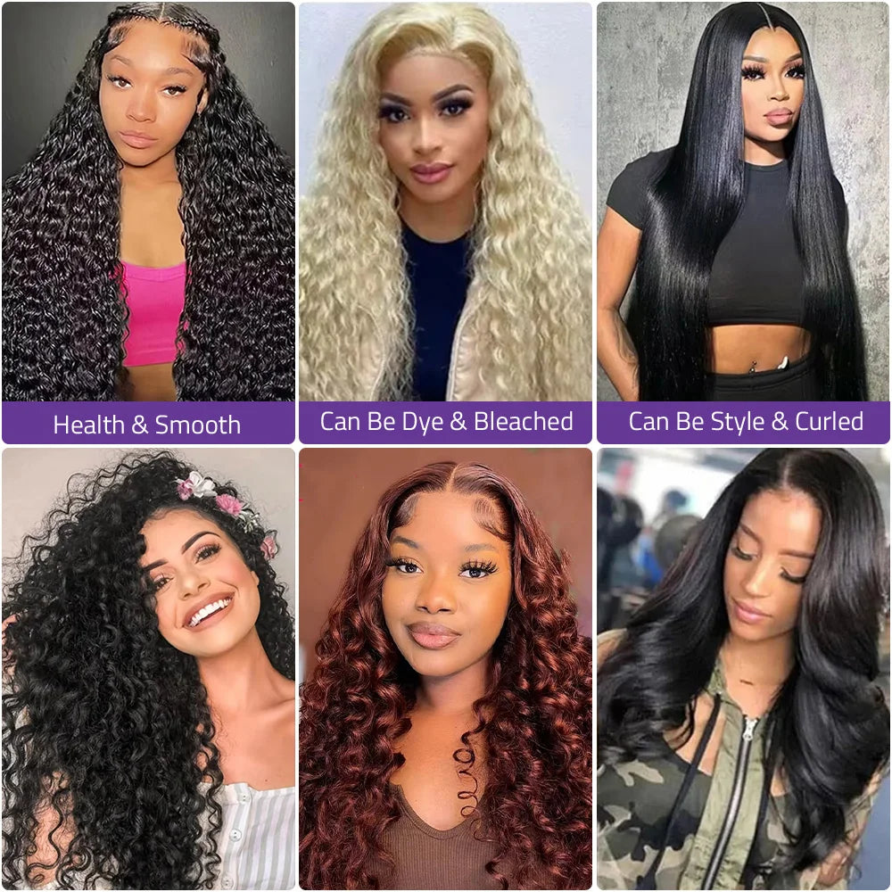 40 Inch Deep Curly 100% Pre-plucked Brazilian Human Hair Wigs 5x5 Glueless Lace 200 Density Natural Black Wigs 360 Full Lace Wig