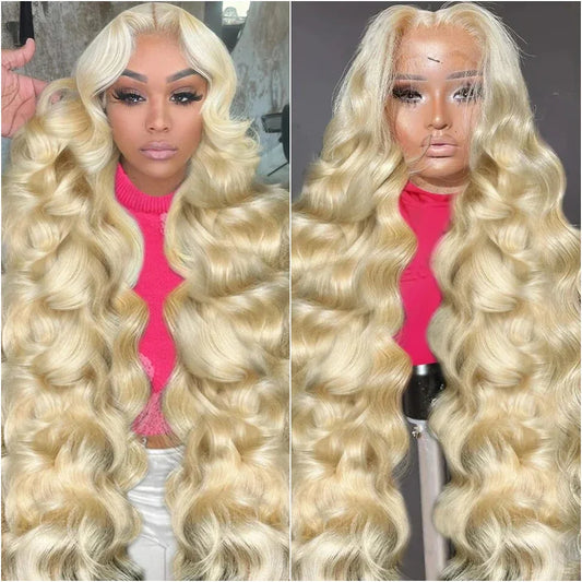 HD Lace Frontal Wig 13x6 Lace Body Wave Wig Brazilian 200 Density Pre-plucked Blonde  Human Hair 13x4 Transparent Lace Front Wig