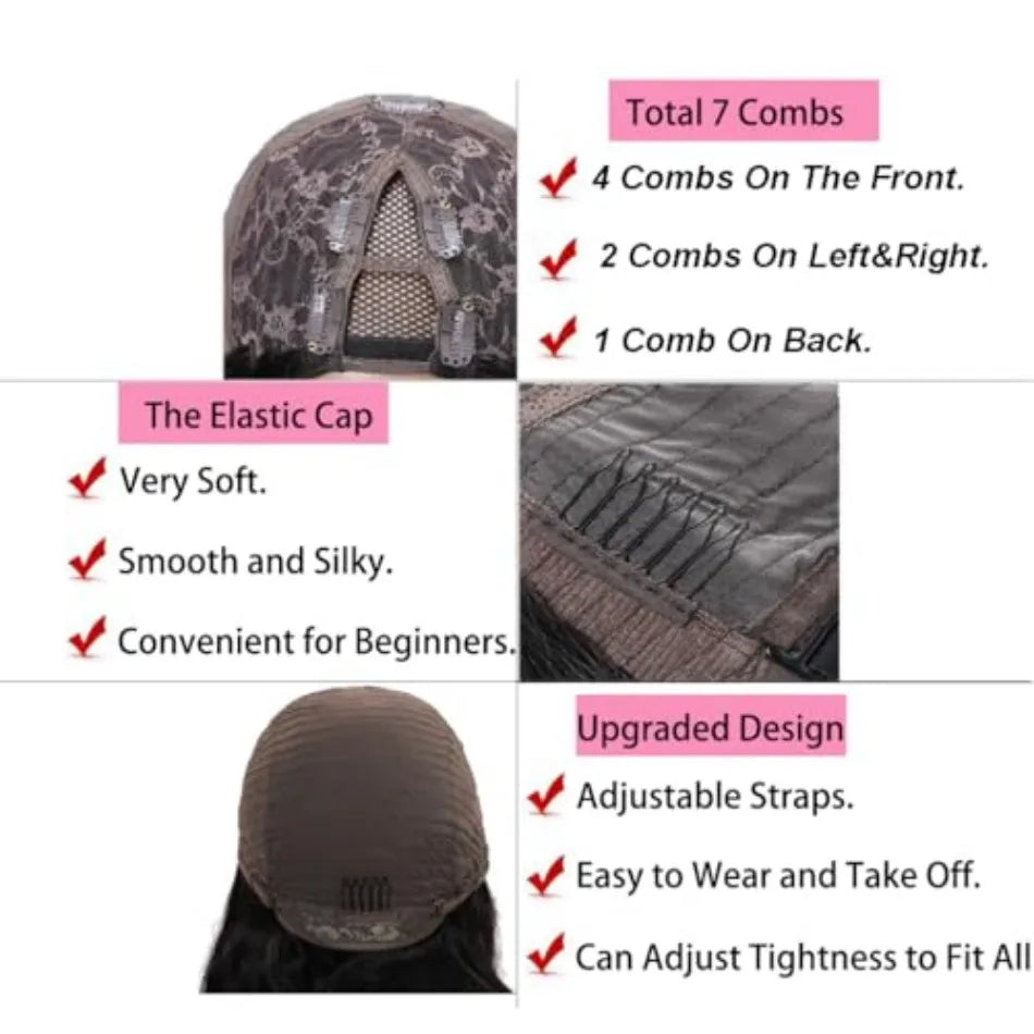 Curly V Part Wigs Human Hair Brazilian For Black Women Upgrade U Part Wigs No Sew No Glue 220% Density Human Hair Wigs Deep Wave