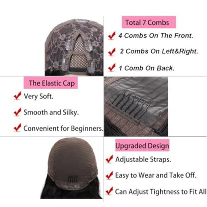 Curly V Part Wigs Human Hair Brazilian For Black Women Upgrade U Part Wigs No Sew No Glue 220% Density Human Hair Wigs Deep Wave