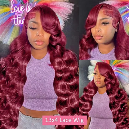 99j Burgundy Lace Front Wigs Human Hair 13x6 Hd Transparent For Black Women Body Wave Lace Front Pre Plucked Human Hair Wigs