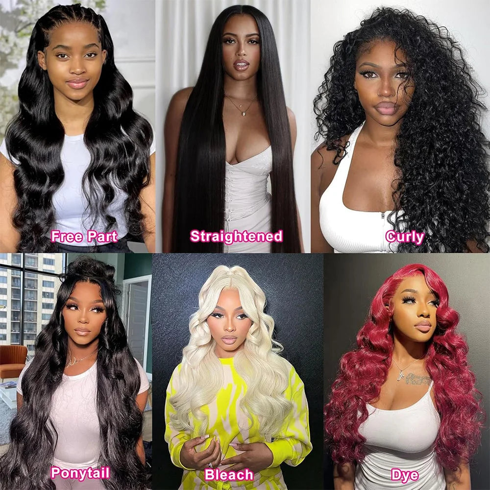 220 Density Body Wave Human Hair Wigs 13x6 HD Lace Frontal Wig 13x4 HD Pre-Plucked Lace Wig For Women 360 Full Lace 40 Inch Wigs