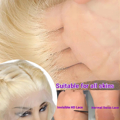 HD Lace Frontal Wig 13x6 Lace Body Wave Wig Brazilian 200 Density Pre-plucked Blonde  Human Hair 13x4 Transparent Lace Front Wig