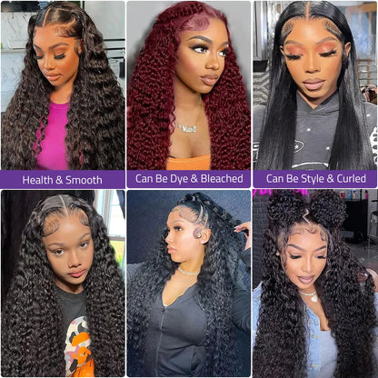 Natural Black Deep Wave Lace Front Wig Brazilian Human Hair 13x6 Hd Transparent Lace Wig 360 Full Lace Wig For Women Hot-Selling