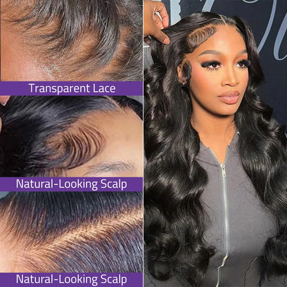 Body Wave 360 Full Lace Wig 100% Brazilian Human Hair PrePlucked Curly Wig 13x6 HD Lace Frontal 38 Inch Curly Hair Wig For Women
