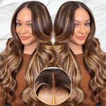 36 Inch Highlight Body Wave Human Hair Wig P4/27 Honey Blonde 13x6 HD Lace Frontal Wig 13x4 Lace Front Wig Curly Wig 200 Density