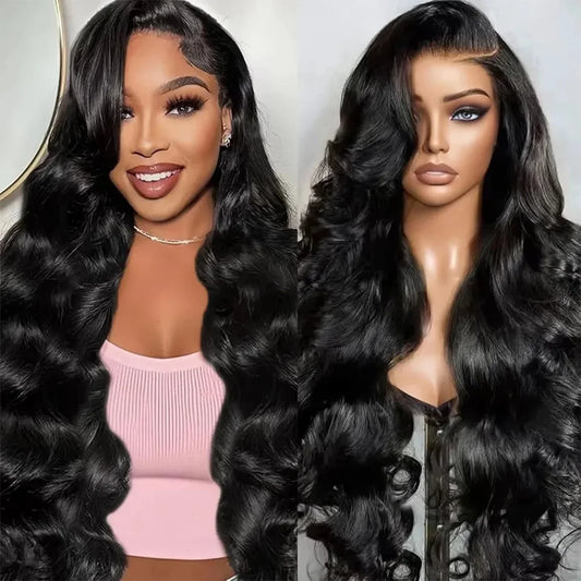 100% Brazilian Human Hair 18-40 Inch Black Body Wave Wigs 13x4 HD Lace Front Wigs 13x6 Transparent Lace Frontal Pre-Plucked Wigs