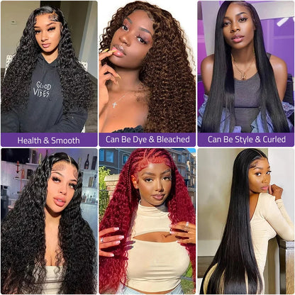 Natural Color Hair Wig 360 Full Lace Front Wig 18-38 Inch Deep Wave 13x6 HD Lace Front Wig 100% Human Hair For Women 200 Density