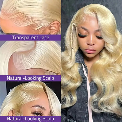13X4 HD Lace Human Hair Wig 13X6 Transparent Lace Front Wig 613 Body Wave Preplucked Brazilian Hair Lace Wig 18-36 Inch On Sale.